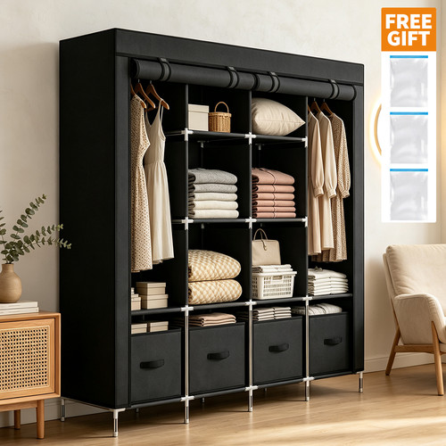 Large fabric canvas wardrobe - fabric,