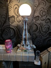 G Leonardo, an Art Deco Plaster Table Lamp Supported By Two Naked Ladies