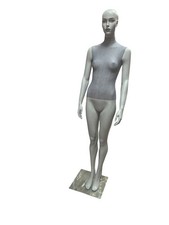 Type 4 - Female Fibreglass mannequin with Grey Linen Torso.