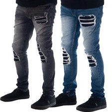 Mens Skinny Fit Jeans Slim Hip