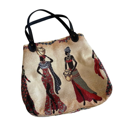 African tapestry woven tote - woven,