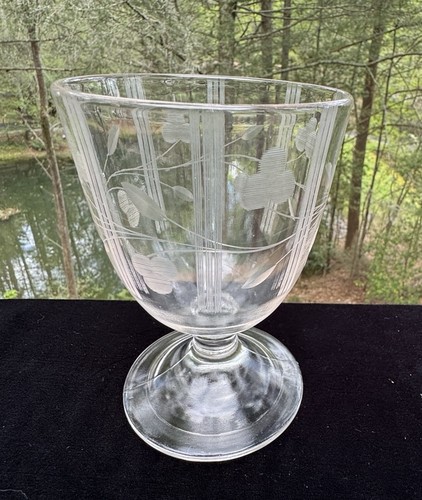 Crystal etched clear vase - etched,