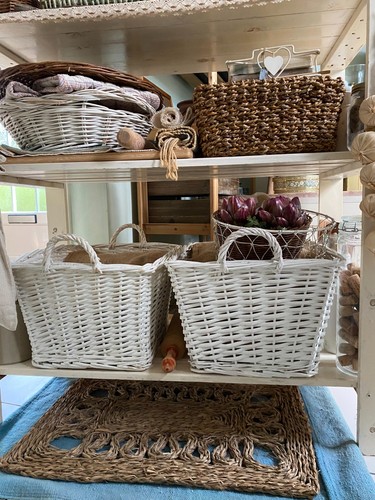 Large white wicker basket - wicker,