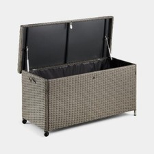 Storage Box - 290L Rattan Look Outdoor Cushion Bo  Easy Role Weather resistant