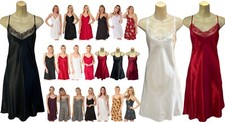Ladies Red Black White Sexy Satin Chemise Nighty Nightdress Nightshirt PLUS SIZE