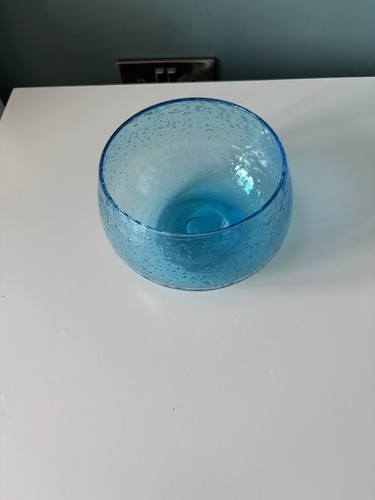 Turquoise blue art glass bowl - turquoise,