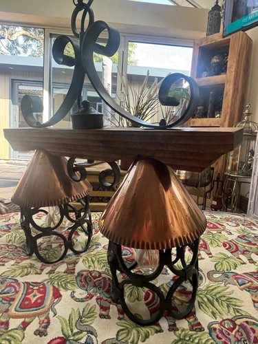 Rought iron and copper light - iron,