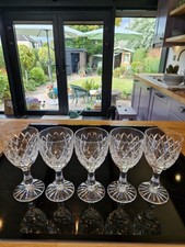 Tutbury Crystal Lovely Small Wine Glasses Goblets x Five, Heavy, Signed 