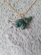 Gold Tone Jade Elephant