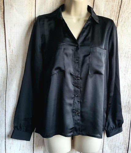Plain black shiny - shiny, satin