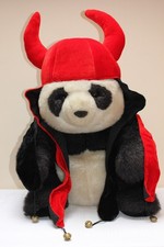 Red & Black Velour Devil Horned Hat With Streamers & Bells Fancy Dress Halloween