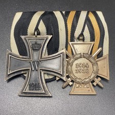 Original WW1 Imperial German Iron Cross Second Class & Hindenburg Medal Mounted