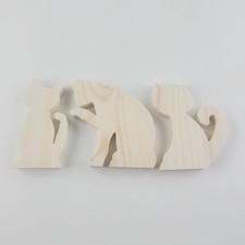 Wooden Cats Decoration, Set of