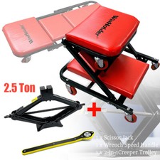 Mechanic Creeper 3-in-1 Z-Seat Foldable + 2.5 Ton Scissor Jack Lift Wind Up Tool