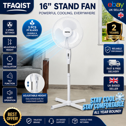 Pedestal fan white - 16”,
