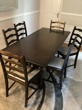Vintage 80s Priory Dining Table & 6 Chairs (Inc 2 Carvers) Very Good Condition