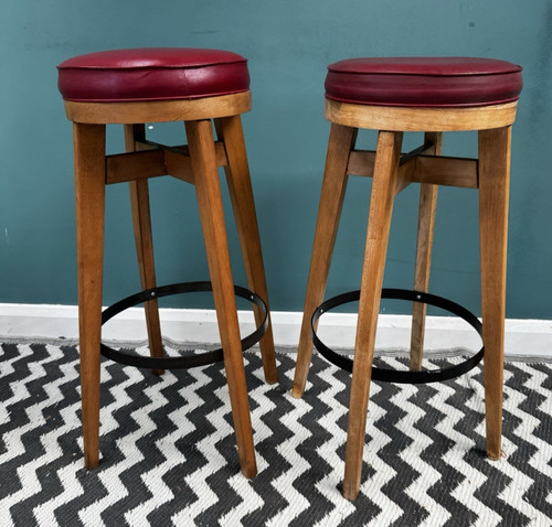 Pair mcm tall beech vinyl - pair,