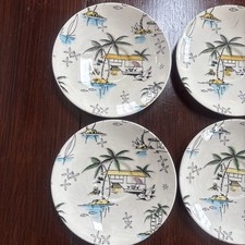 6 x Vintage Royal TUDOR Ware Brexton Vintage South Pacific Saucers Kitsch Retro 