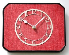 NEW 22cm Red Wall Clock - Retro Style Formica Atomic Mid Century Vintage French