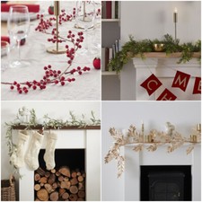 Christmas garland. Silver, Gold wired garland. Garland with berries & holly leaf