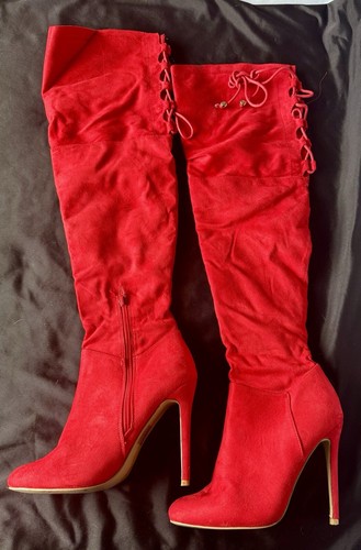 Red thigh high - thigh, boots