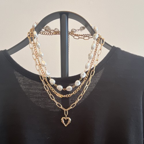 Gold tone layered multi - tone, multi-strand