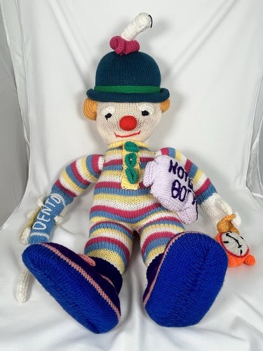 Large handmade knitted clown - large,
