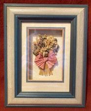 Vintage handmade dried flower bouquet in deep box frame