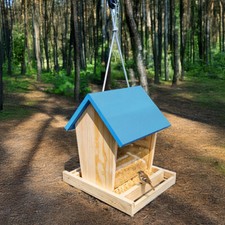 Hanging Wooden Bird House Table Feeder Garden Feeding Station House Wood Shelter
