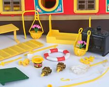 Sylvanian Canal Boat accessories spares. Rose bunk pegs lantern Calico Critters