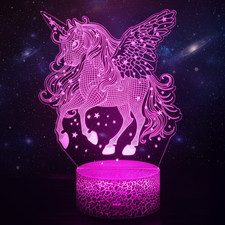 Unicorn 3D LED Lamp Night Light – Kids Bedroom Light with Remote & 16 Colours