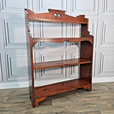 Antique Arts & Crafts Solid Pine Bookcase - Open Book Shelf Rustic Country Wood