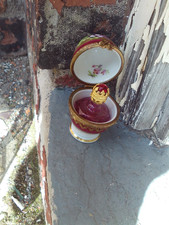 LIMOGES REHAUSSE MAIN  EGG SHAPED PERFUME BOTTLE HOLDER 60 MM TALL