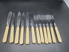 vintage stainless steel bone ? handle fish knives and forks 6 Sets 