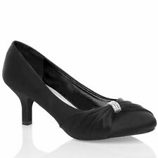 LADIES SATIN LOW MID HEELS