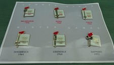 6 Commemorative Badges/Pins for Summer & Winter Olympic Games 1956-1972