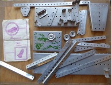 Aluminium Construction Outfit items and leaflet, ...1940s/50s like Meccano