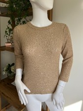 JIGSAW Gold Sequin Sparkle Jumper Wool & Alpaca Blend Size XS