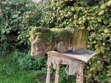 Old Stone Gargoyle, Ram Stone Carving, Old Stone Grotesque, Vintage Carving