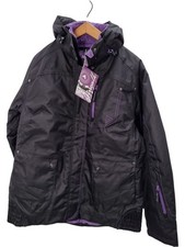 Airwalk Ski Jacket Black Purple Hooded Waterproof Size 14L