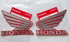 Honda GENUINE Wing Fuel Tank Decal  Sticker 100mm SILVER + RED **UK STOCK**