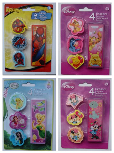 Disney erasers rubbers - erasers, pack
