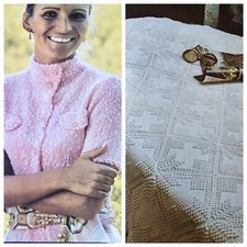 1970s Boucle High Collar Dress