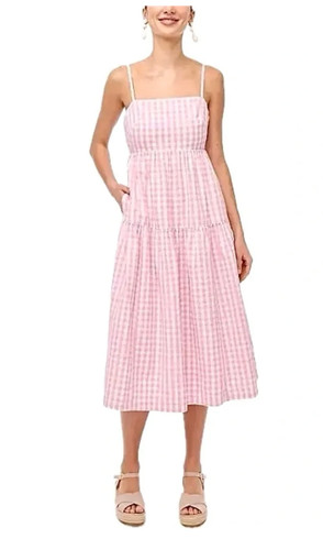 Crew pink gingham midi - j.crew,