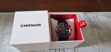 Wenger Mens Watch 01.1543.115 Black Attitude Chronograph NEEDS NEW BATTERY 
