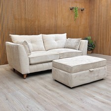 Furniture Village 'Allure' 3 Seater Sofa + Storage Footstool Coco Ivory Woven