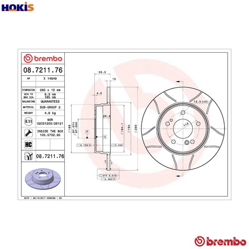 Brake disc 7211 76 for - disc, 08.7211.76