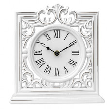 White Ornate Mantel Clock —