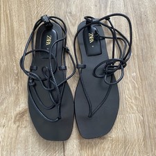 Zara Black Leather Lace Up