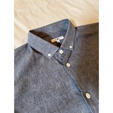 YMC Blue Cotton & Linen Long Sleeve Button Down Shirt Size L